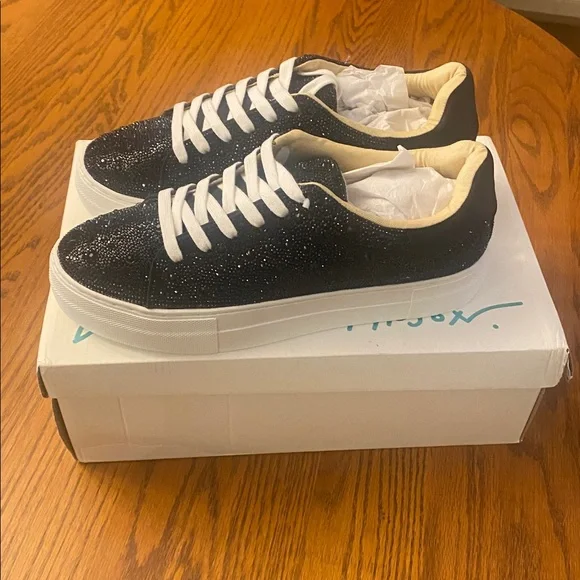 NWT Betsey Johnson Sparkling Black Platform Sneakers - Picture 2 of 5